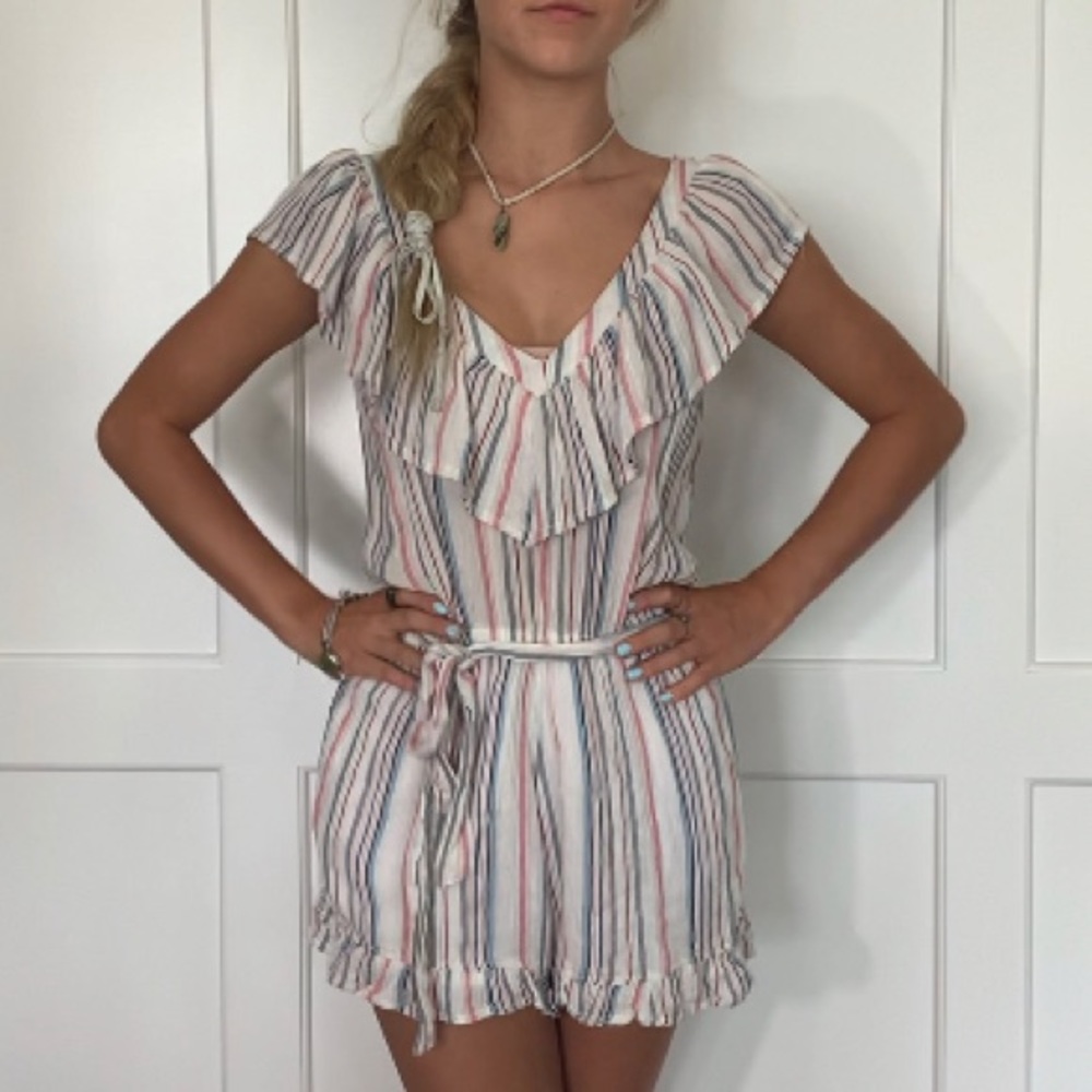 Poof New York Red, Pink, Blue, and White Romper